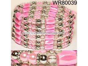 36inch Pink Plastic ,Glass, Magnetic Wrap Bracelet Necklace All in One Set